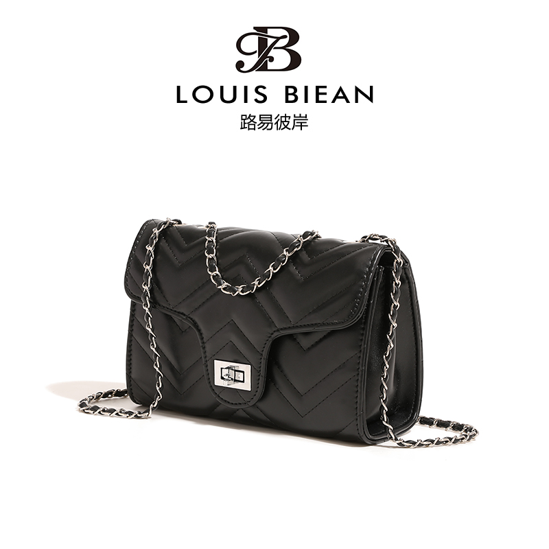 小香风菱格链条小包新款小众高级质感黑色百搭斜挎包8058黑