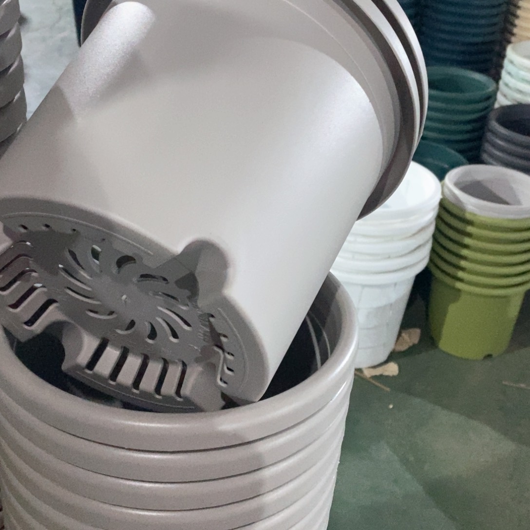 树脂四季盆4#无拖灰白微瑕8