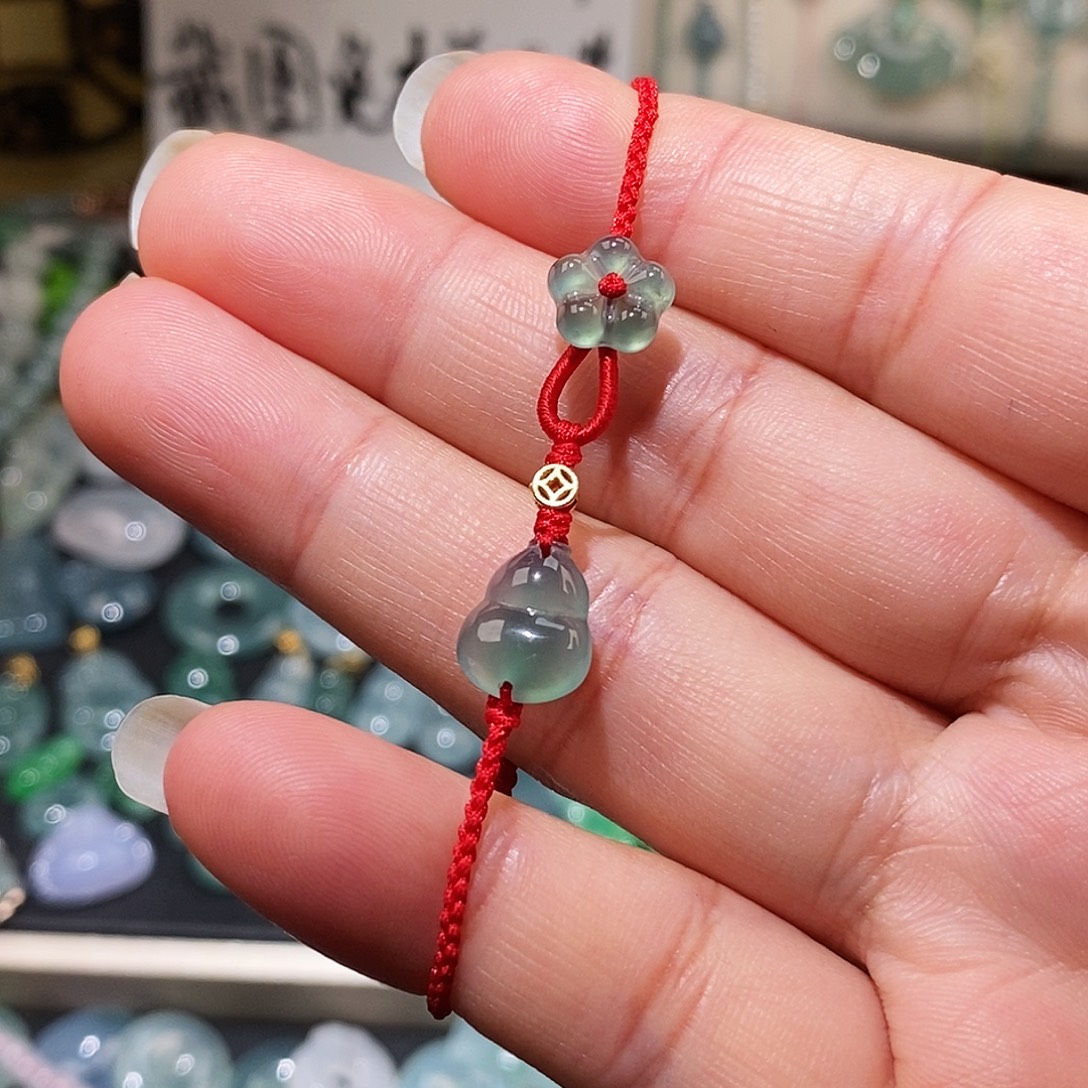 翡翠未镶嵌颈饰葫芦红绳15