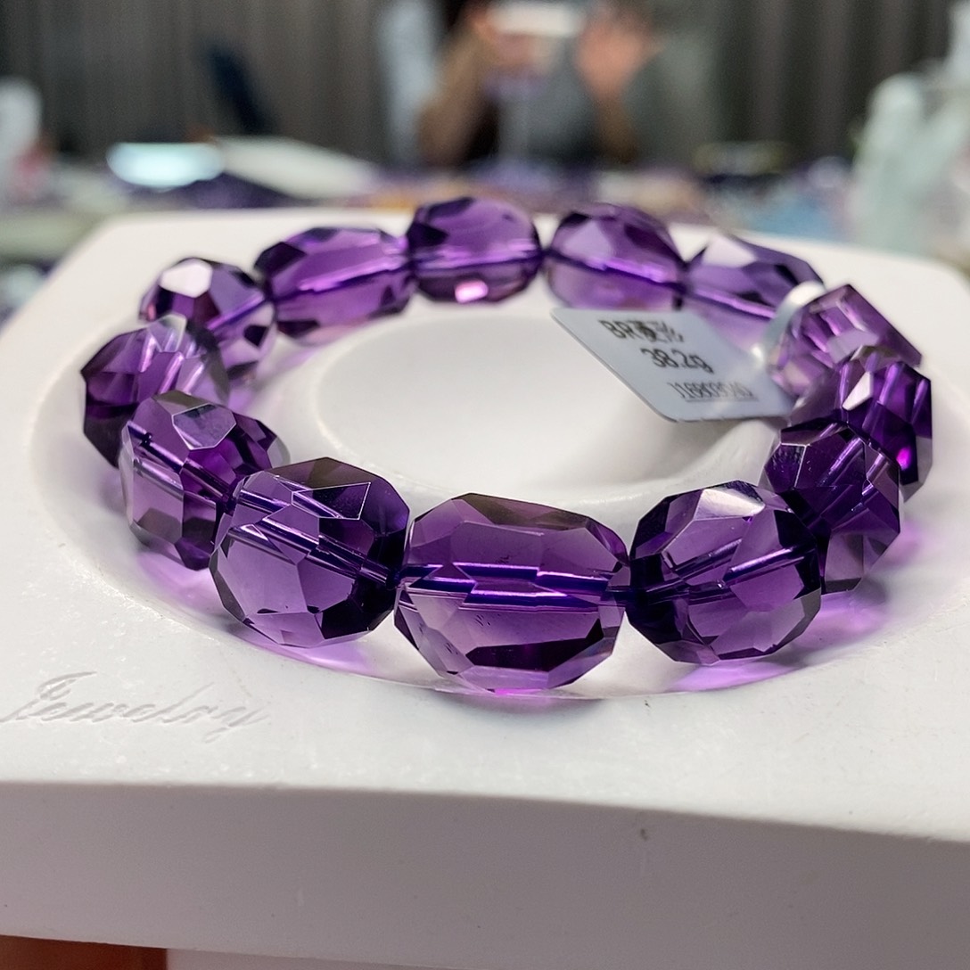 未镶嵌手串水晶巴西紫水晶切面12M