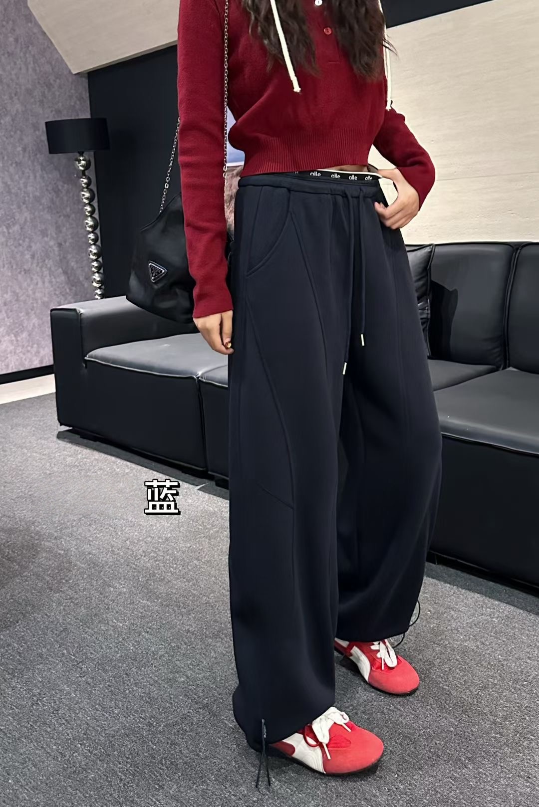 2025秋季新款时尚百搭欧货松紧腰头阔版弯刀女士香蕉裤99785