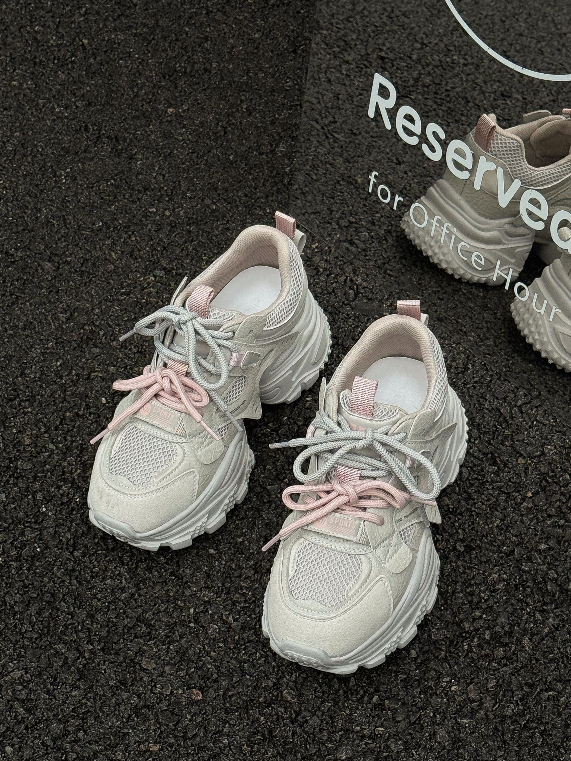 集意美 2025秋冬新款老爹鞋时尚韩版休闲鞋ins透气女鞋网面百搭