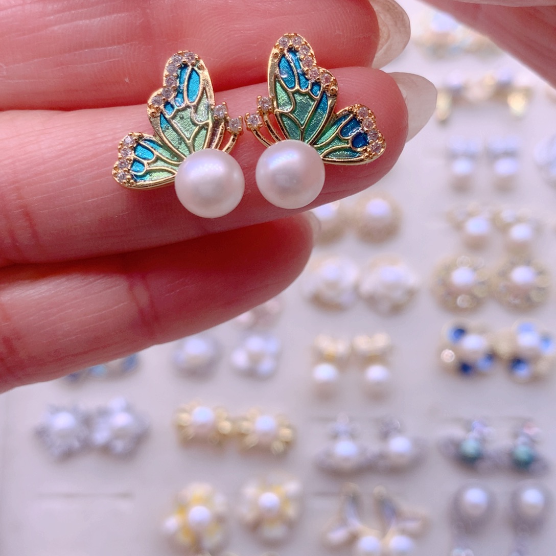 淡水珍珠耳饰合金