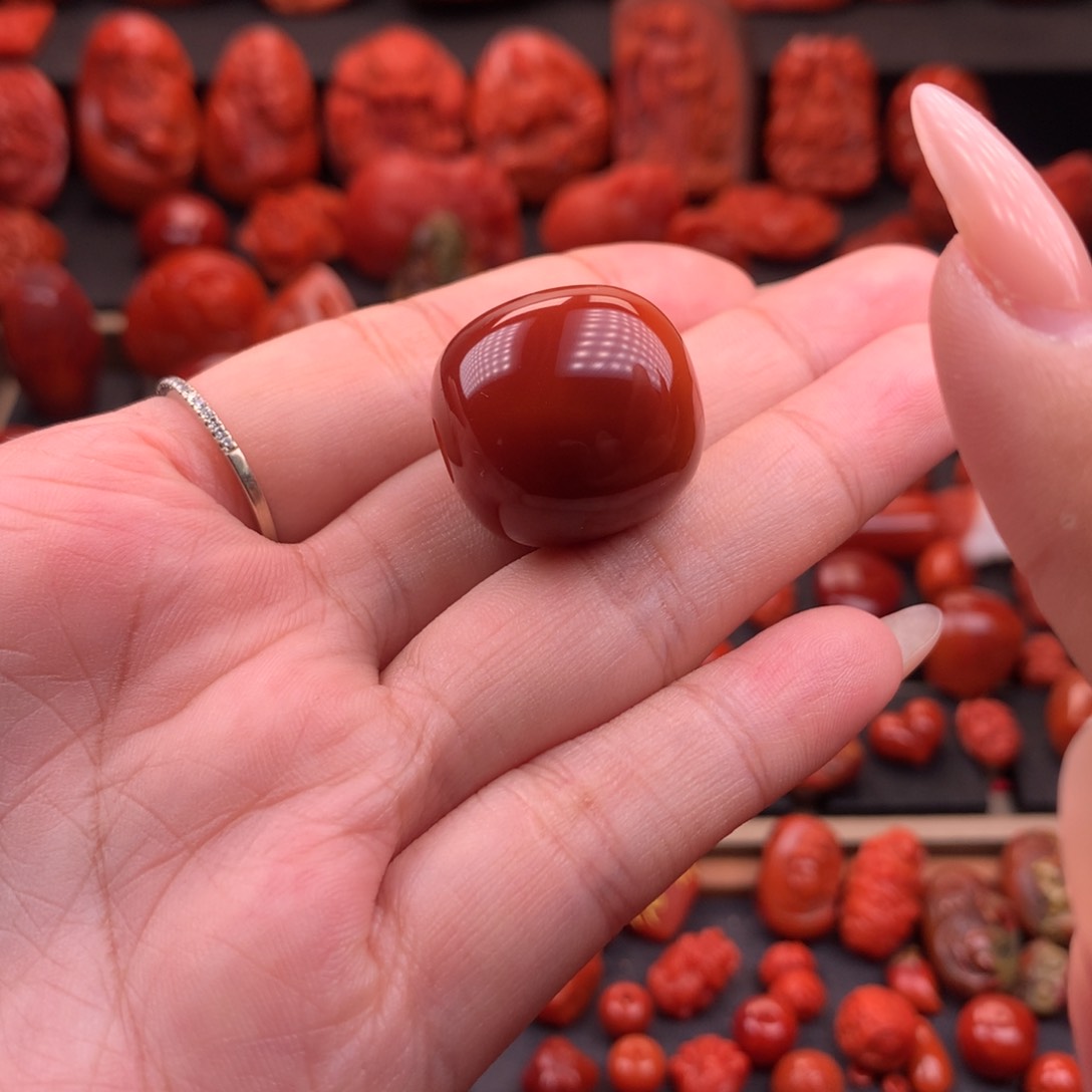 南红玛瑙南红川料原矿高品筒珠22.1mm未镶嵌