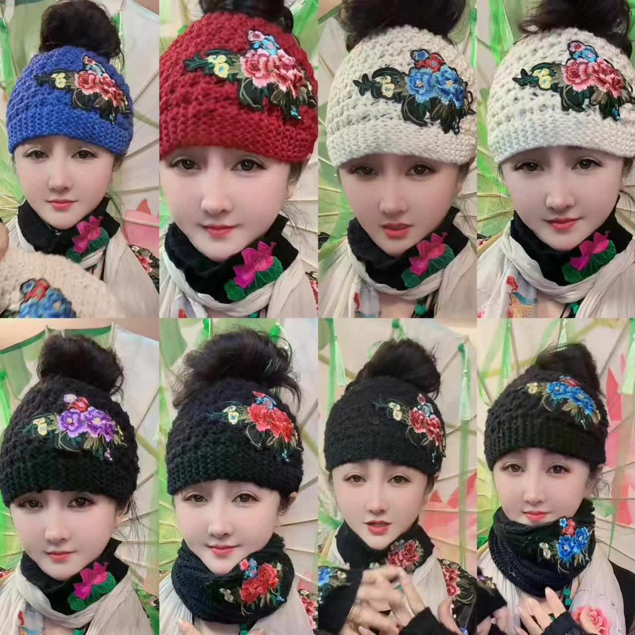 毛线帽子空顶帽民族风有弹性