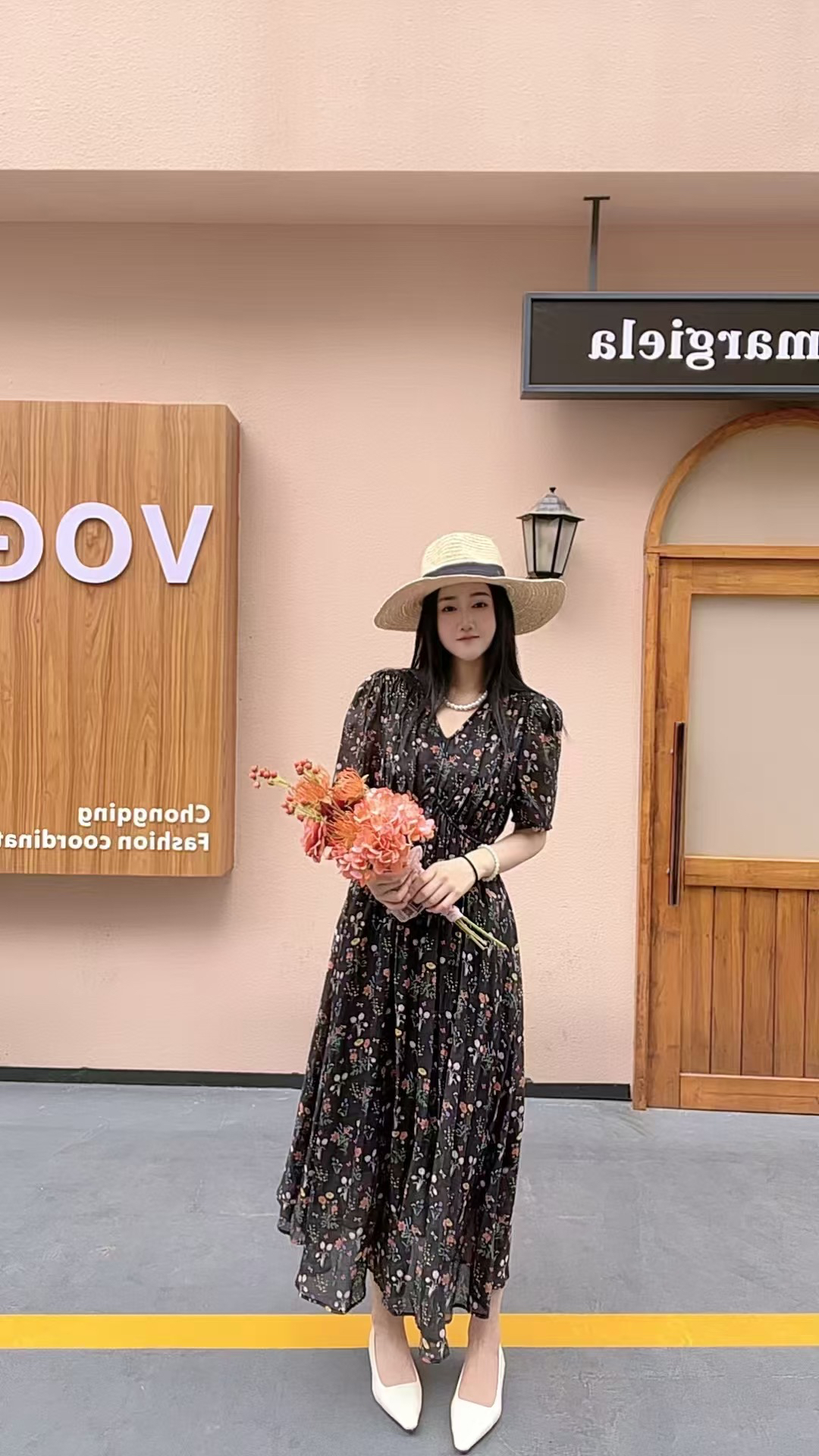 夏季新款轻奢高级感法式碎花收腰显瘦长裙连衣裙