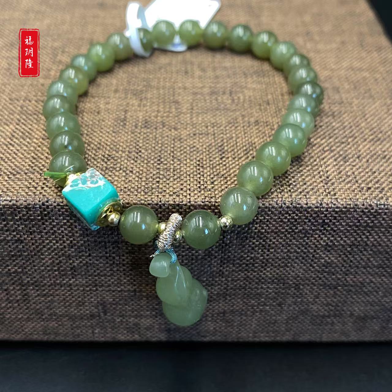 天然和田玉配立体葫芦中国风福禄手链手串卡6mm多样性发一SC-457