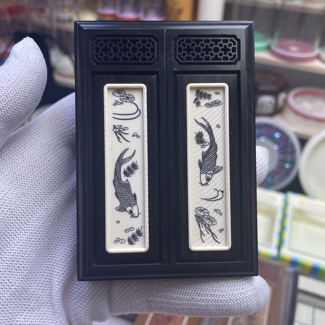 张圣林紫光檀双格竹蛉盒90×63×28鸣虫用具