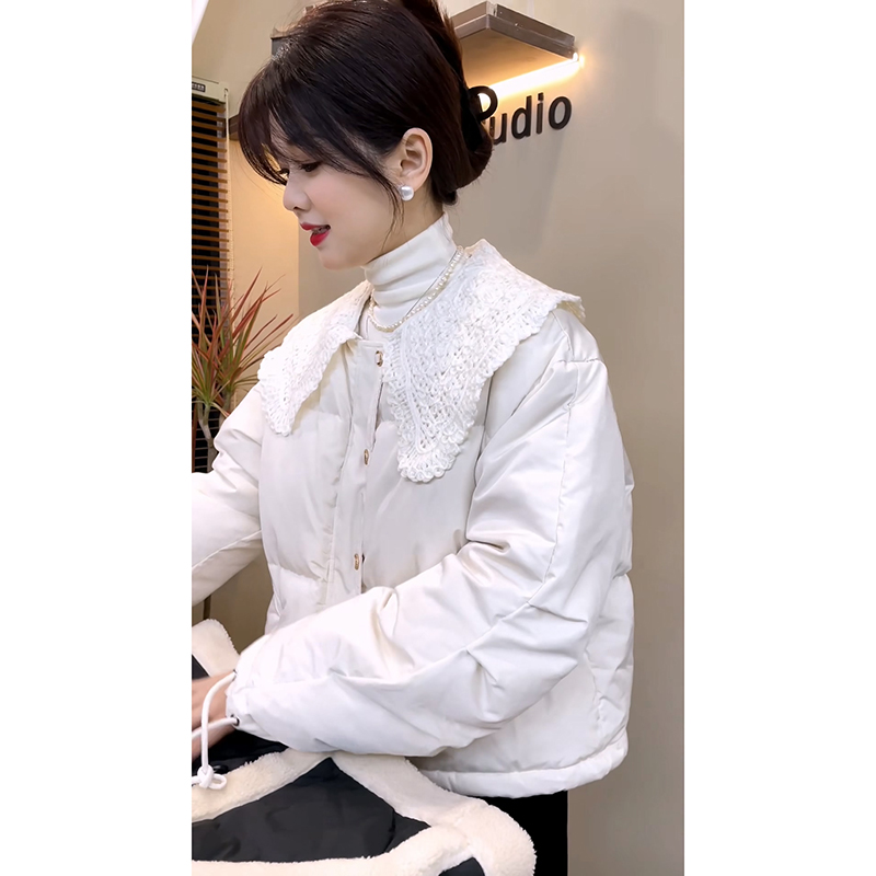 【现货速发】2025年秋冬新款时尚百搭休闲娃娃领羽绒棉服高级感外套