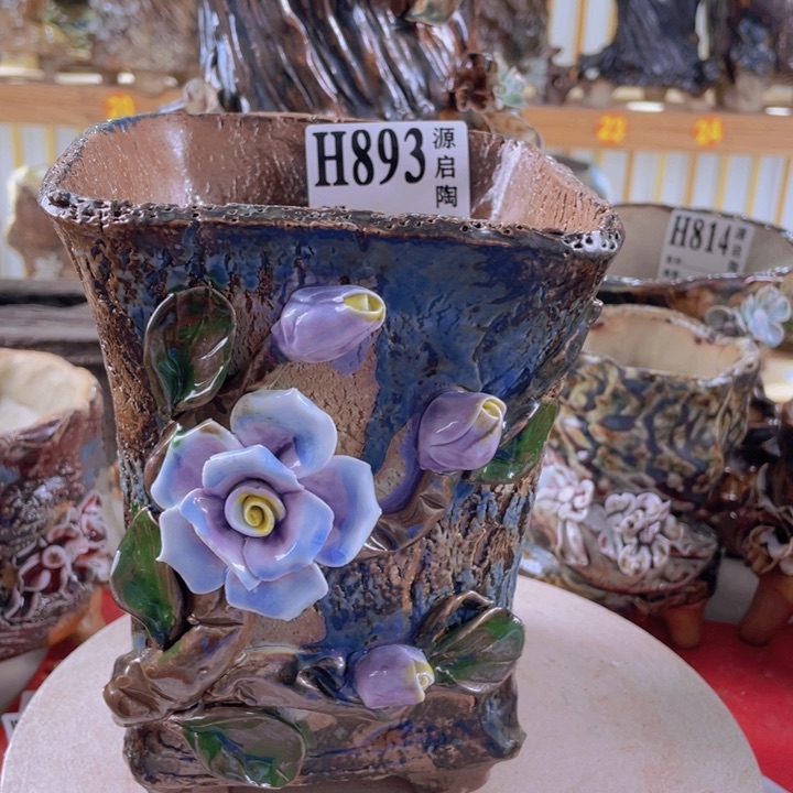 紫砂花盆景德镇陶瓷893