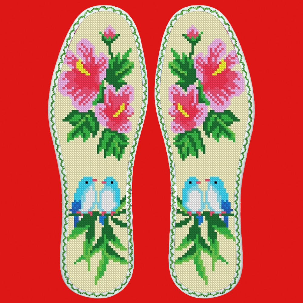 小格十字绣鞋垫七层纯棉布花边吸汗防臭（6775）