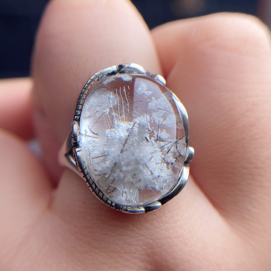 水晶戒指银S925镶嵌秃