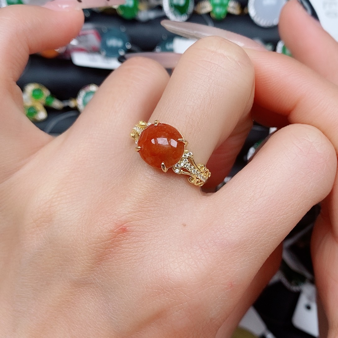 翡翠戒指银S925镶嵌戒指