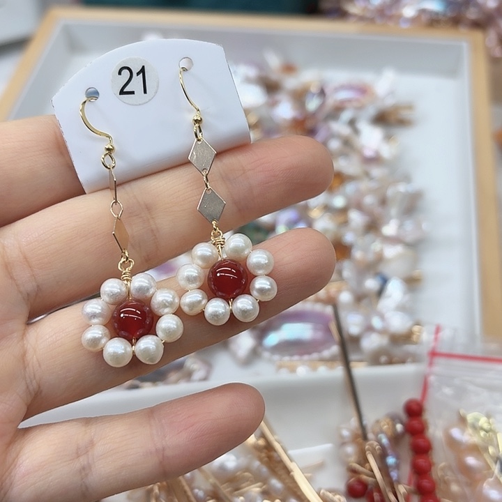 淡水珍珠发饰银S925镶嵌