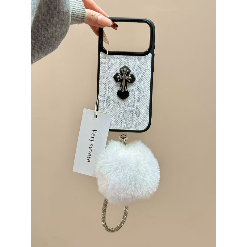 高级感蛇皮纹立体十字架手拎绳适用苹果17promax手机壳15iphone16