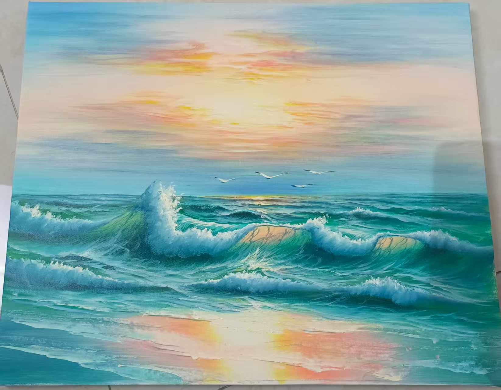《海浪》50*60含内框，刘春建原创手绘油画，肌理装饰画挂画