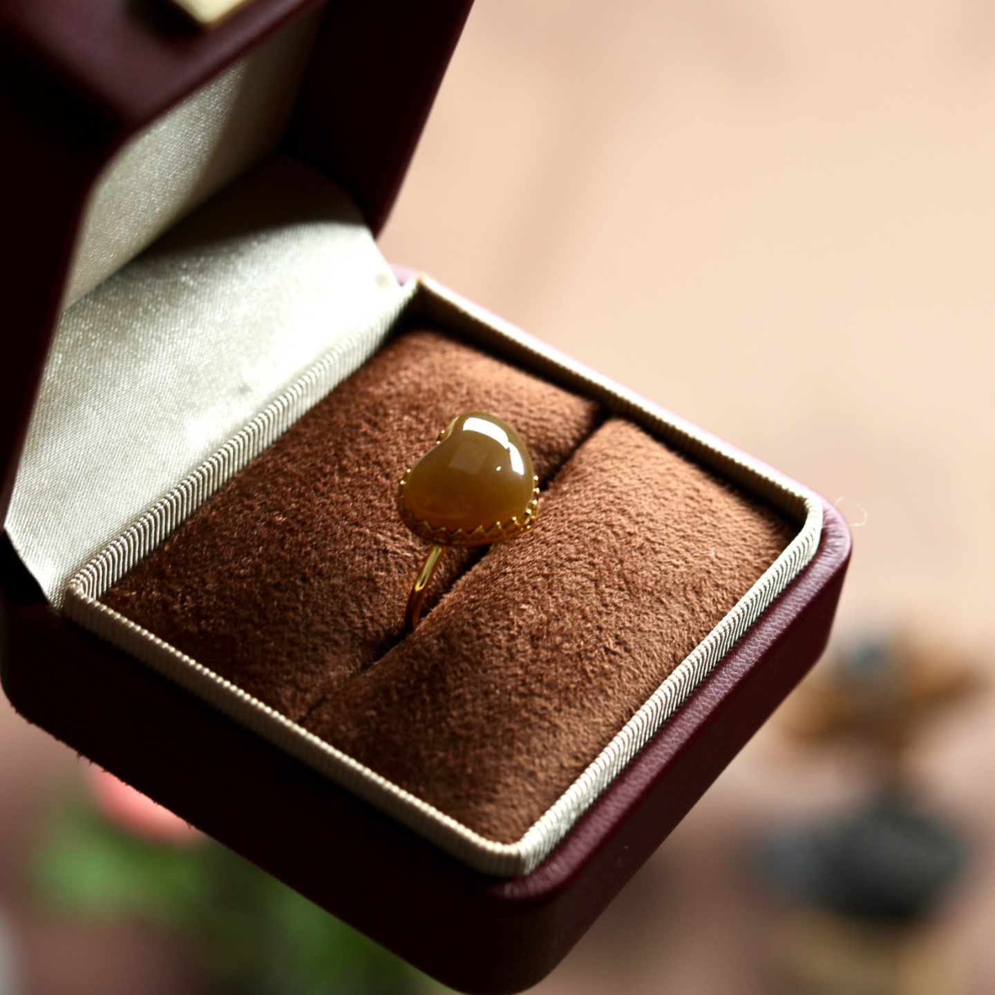 新品天然新疆和田玉糖料爱心925银镶嵌戒指时尚简约开口玉石手饰