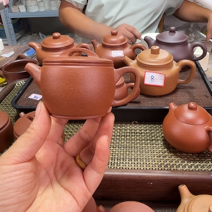 茶壶紫砂红降坡90cc宜兴紫砂