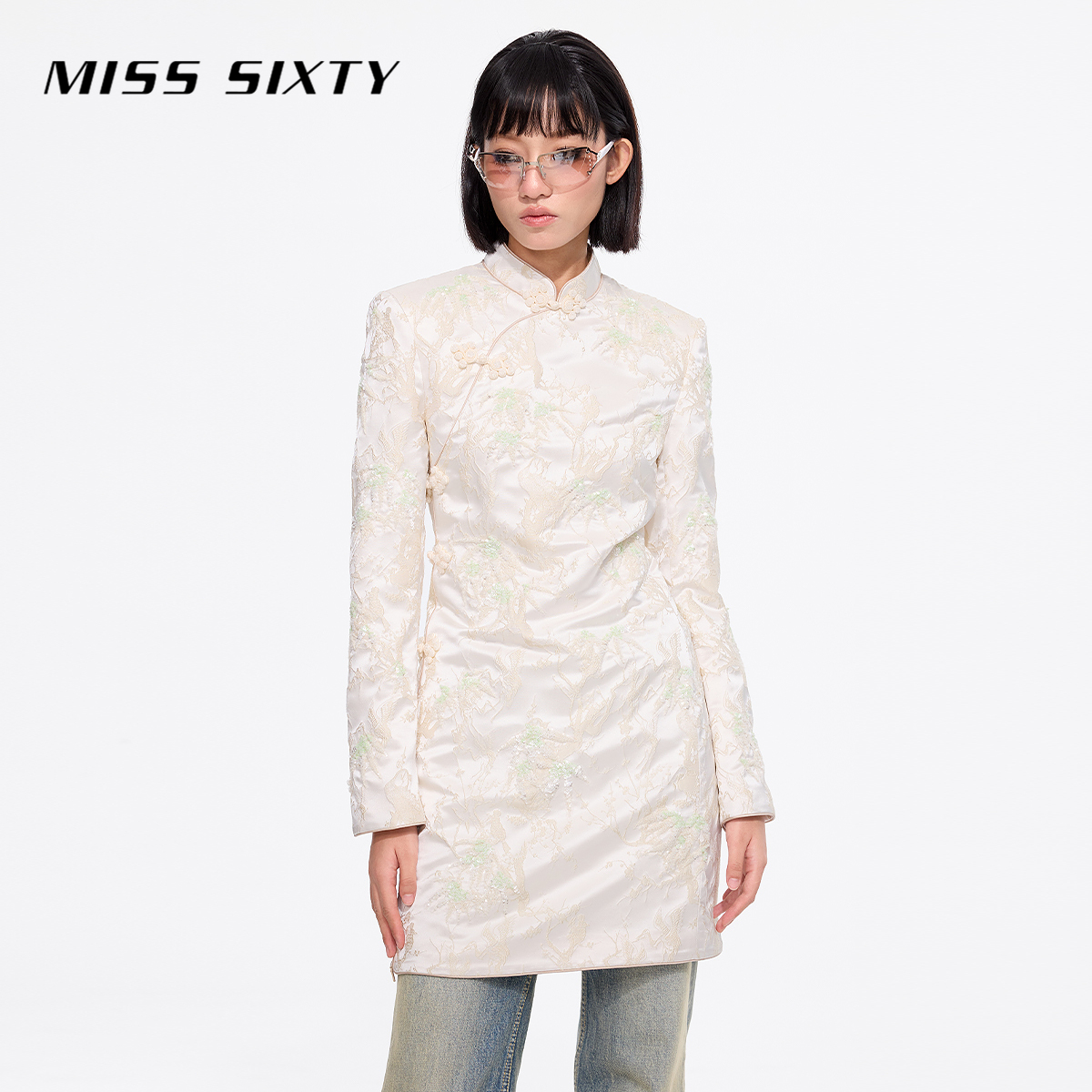 【商场同款新品】Miss Sixty2025春衬衫女新中式旗袍盘扣上衣两穿