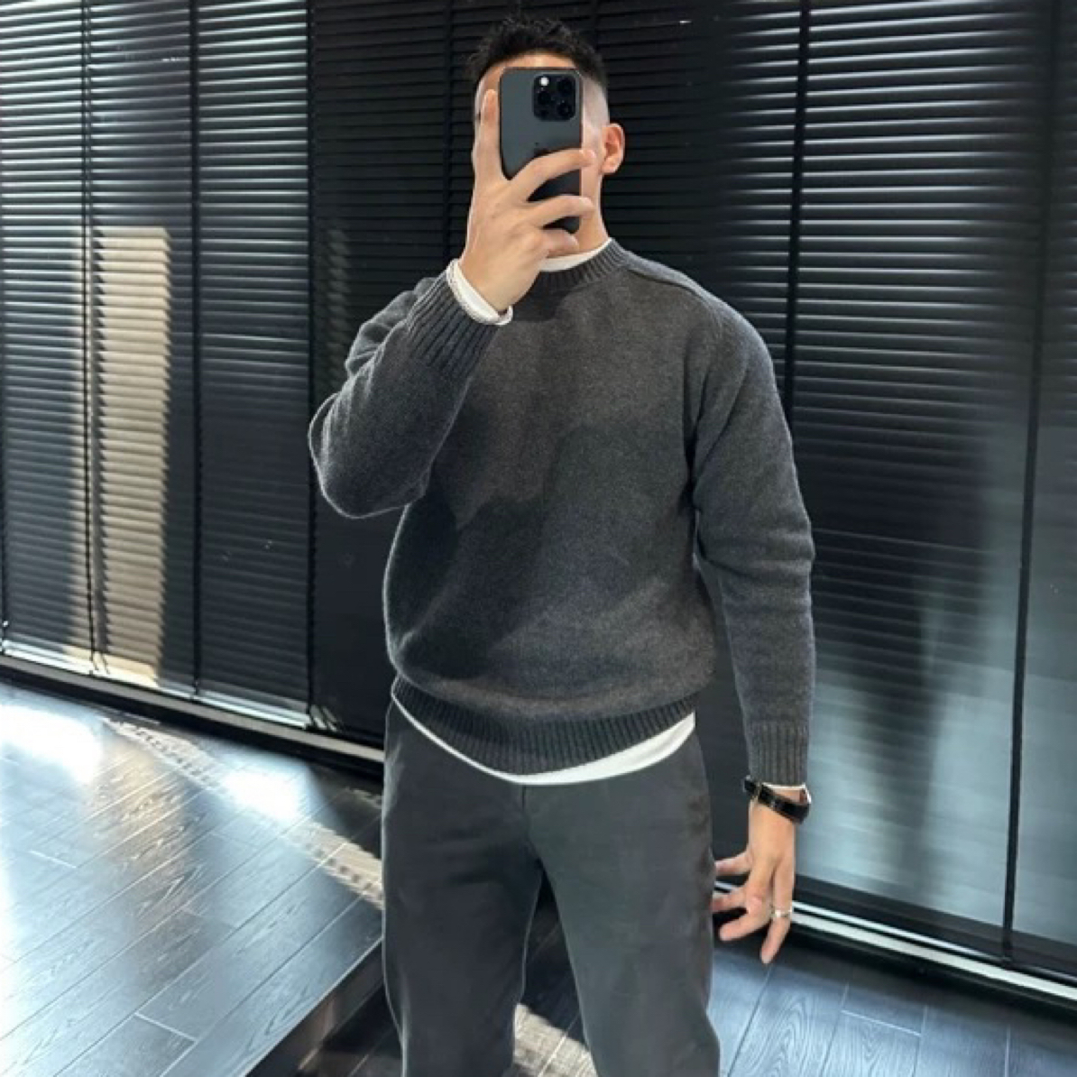 纯色休闲圆领长袖针织秋冬新款圆领打底衫针织衫保暖外穿毛衣男士