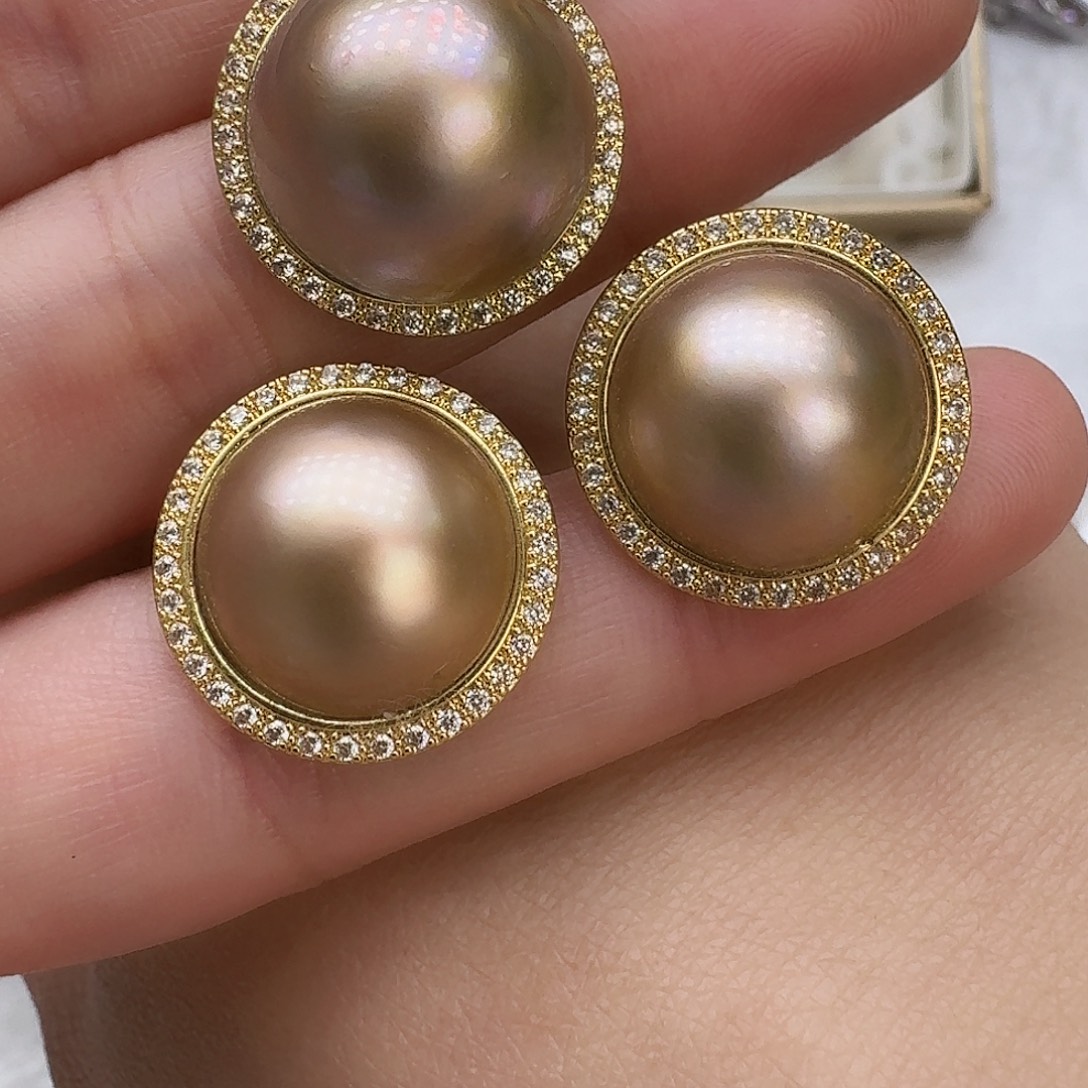 未镶嵌拼合珍珠（马贝珠）耳饰