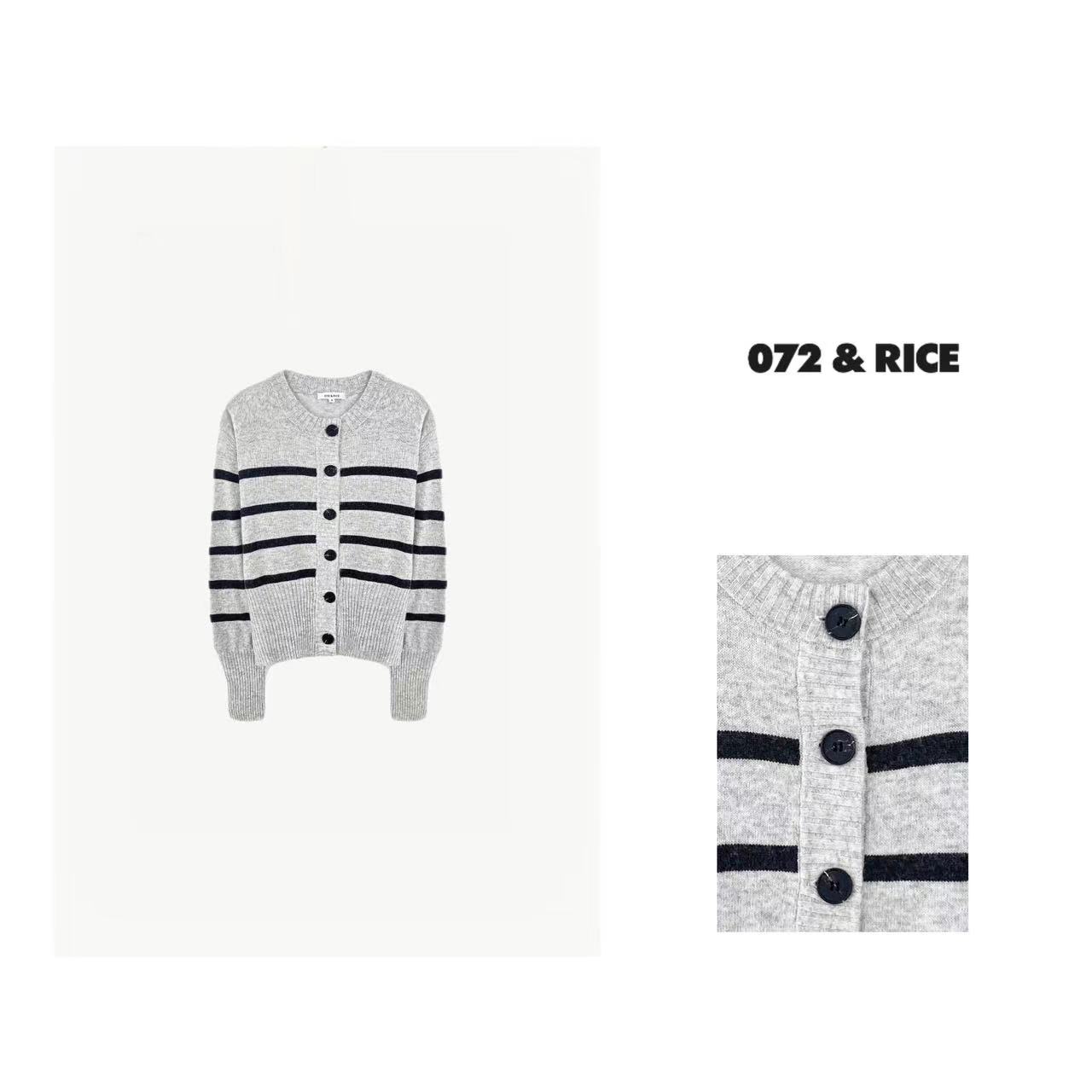 072 & RICE【BC光年】秋冬圆领条纹长袖针织开衫外套 LE185 FF126