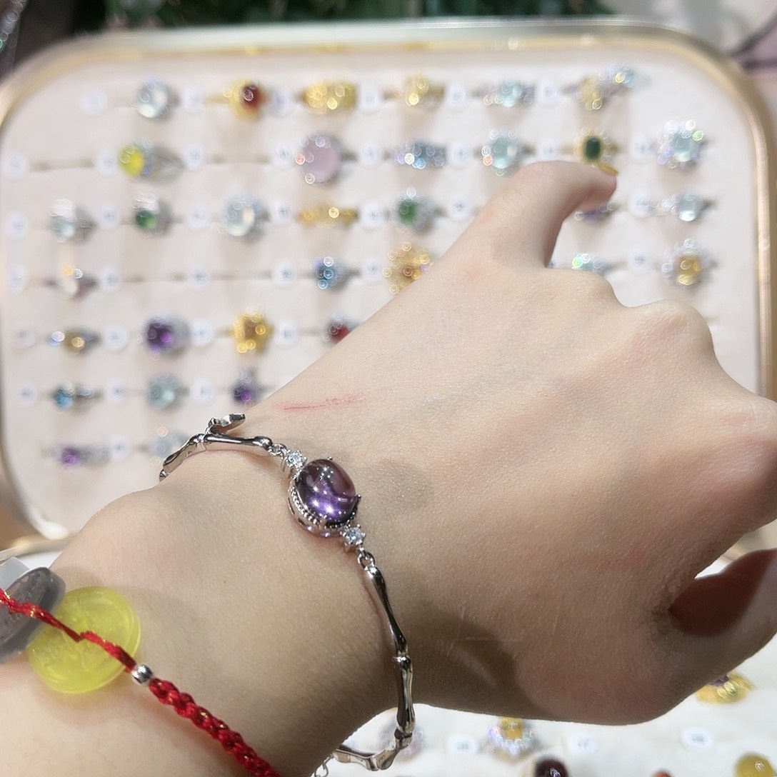 蛇纹石玉戒指银S925镶嵌