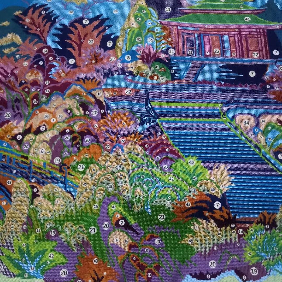 背靠金山十字绣没绣小格尺寸195x65