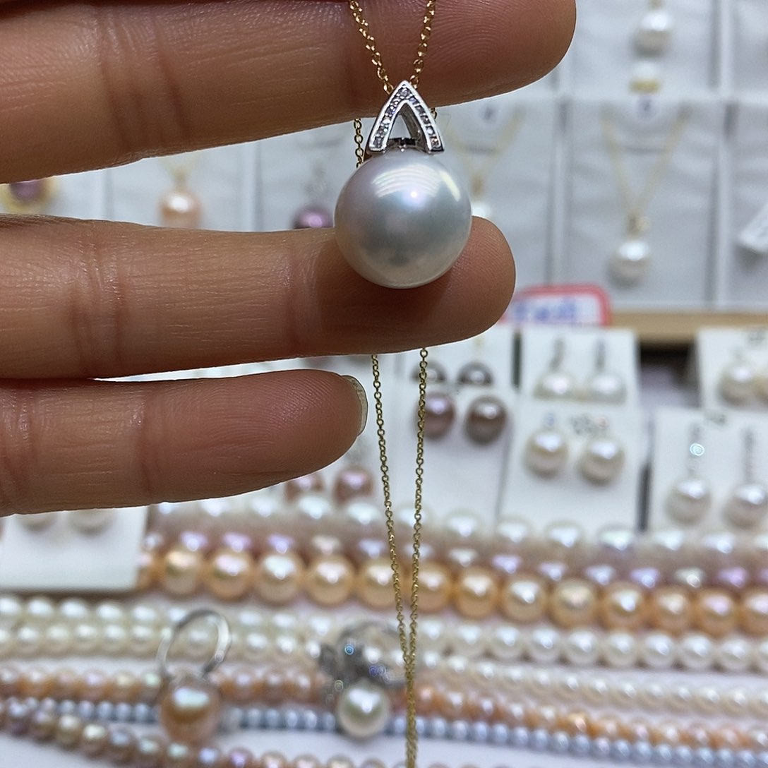 淡水珍珠项链银S925镶嵌