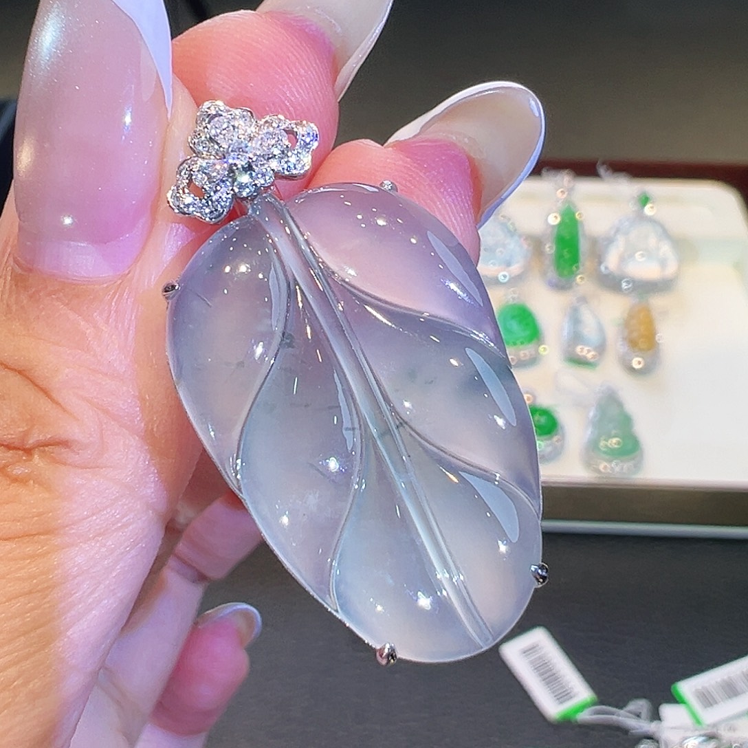 翡翠18K金镶嵌吊坠(不含链)翡翠