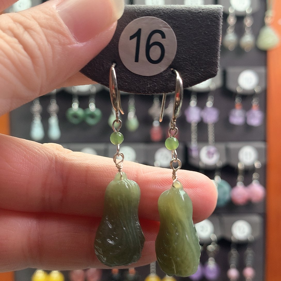 和田玉未镶嵌耳饰洛*丶和田玉16