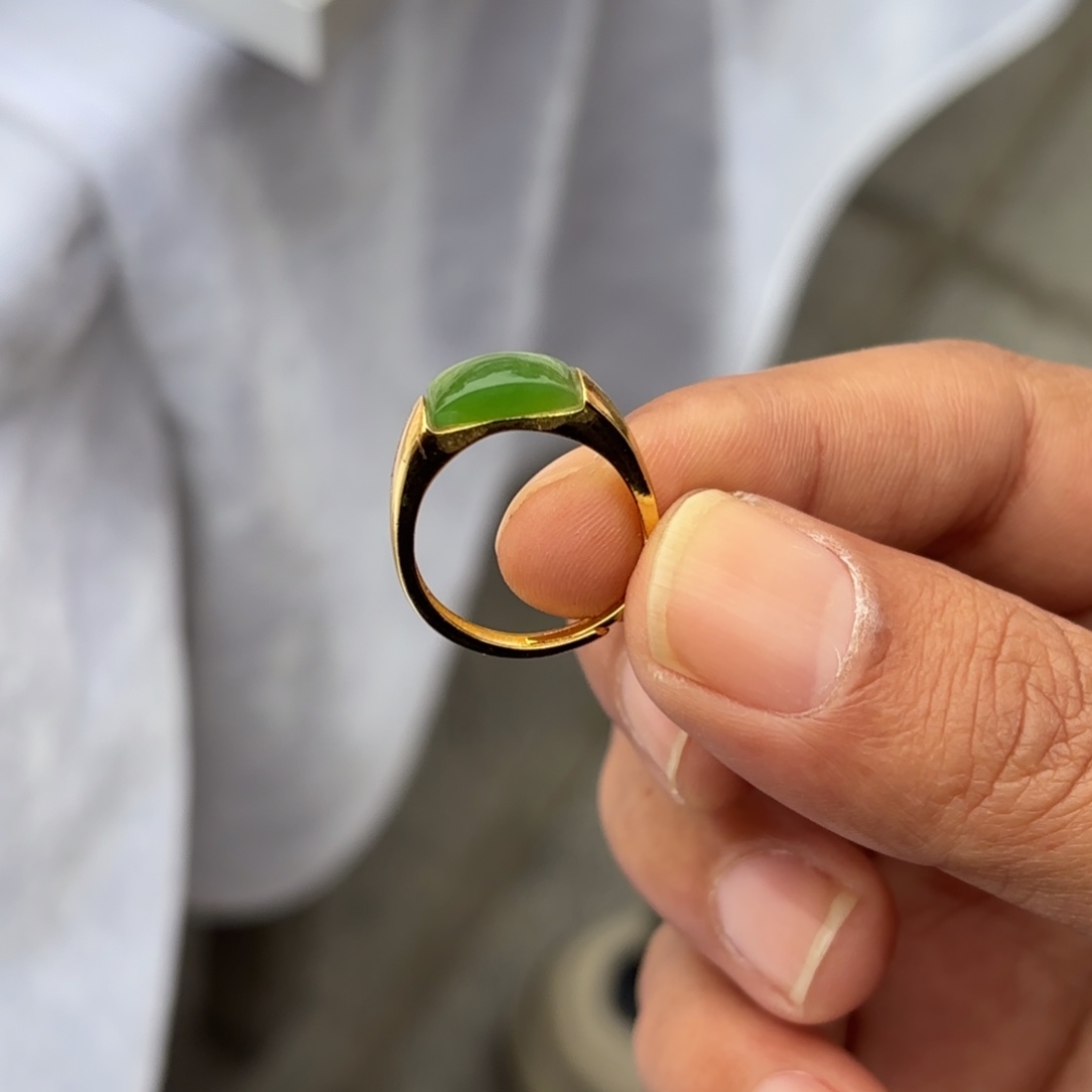 颈饰银S925镶嵌和田玉（碧玉）戒指