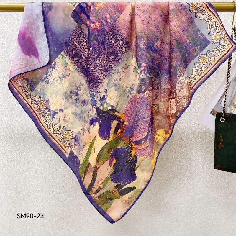 【B161】薰衣草烧花 丝毛方巾 围巾85*85左右