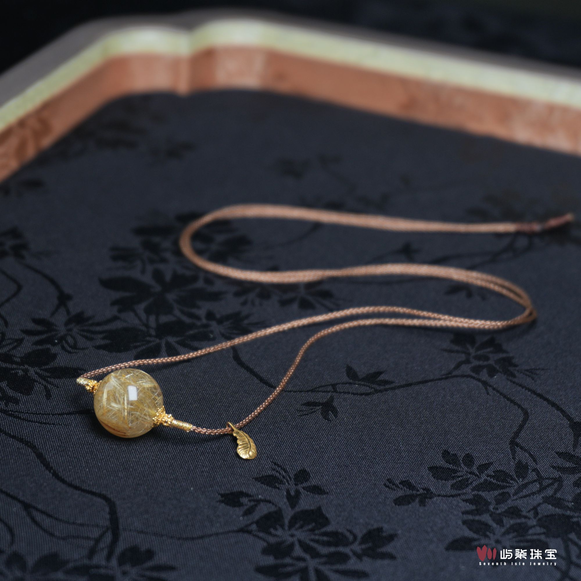 【要努力】A1267 水晶18k金镶嵌 金发单珠18k颈饰