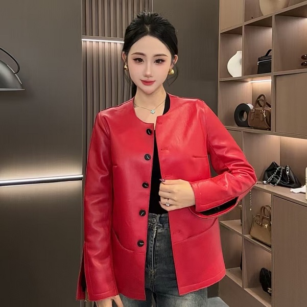 【七月推荐】时尚网红春季时尚皮衣女-QIYUE-159