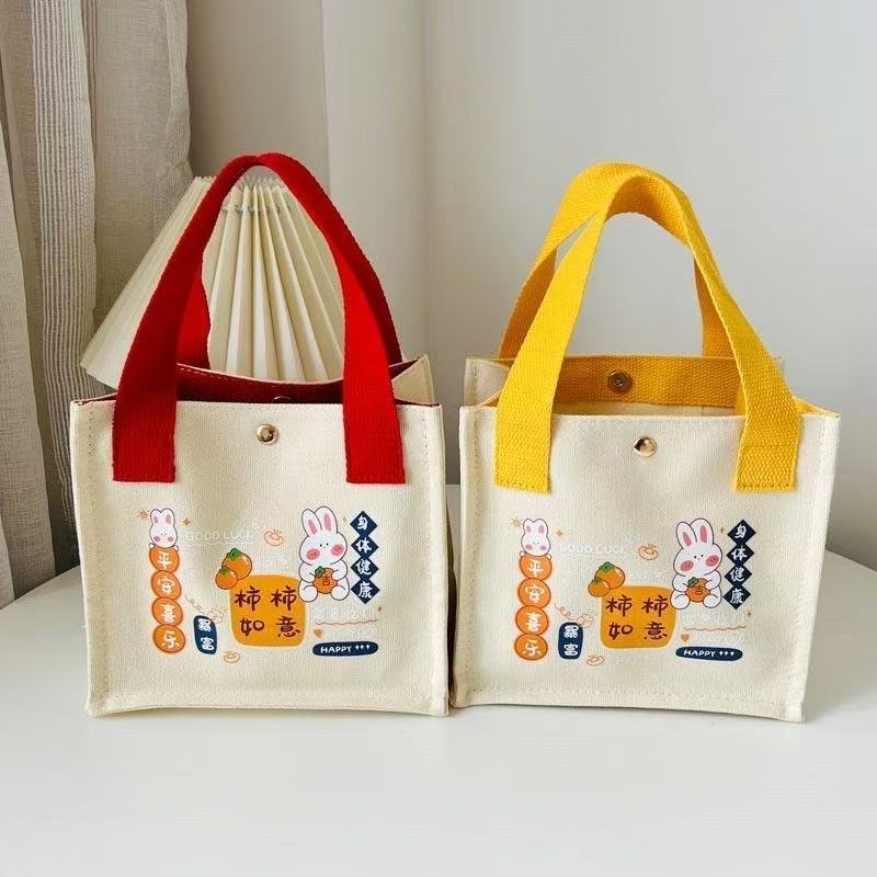 帆布包小巧卡通百搭手提包柿柿如意帆布包