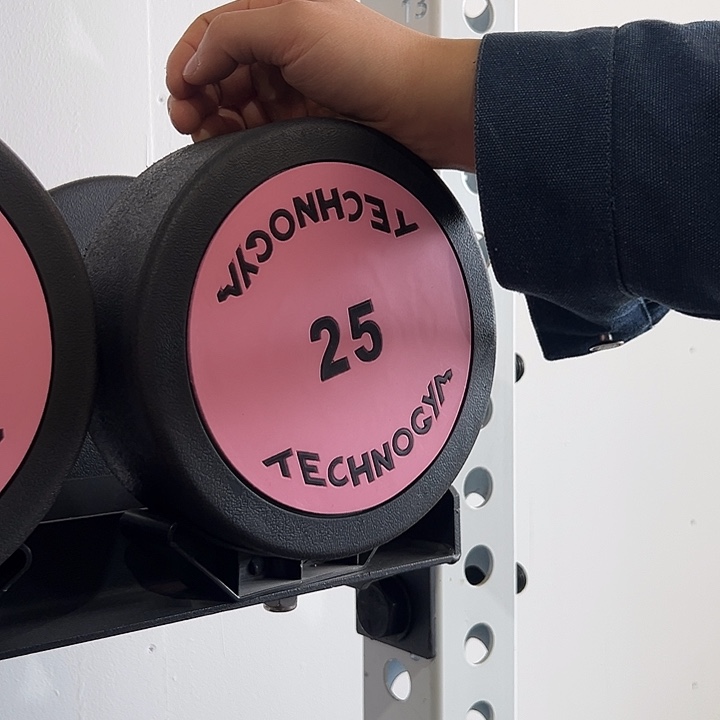 全新纯钢泰诺25公斤哑铃一对粉色