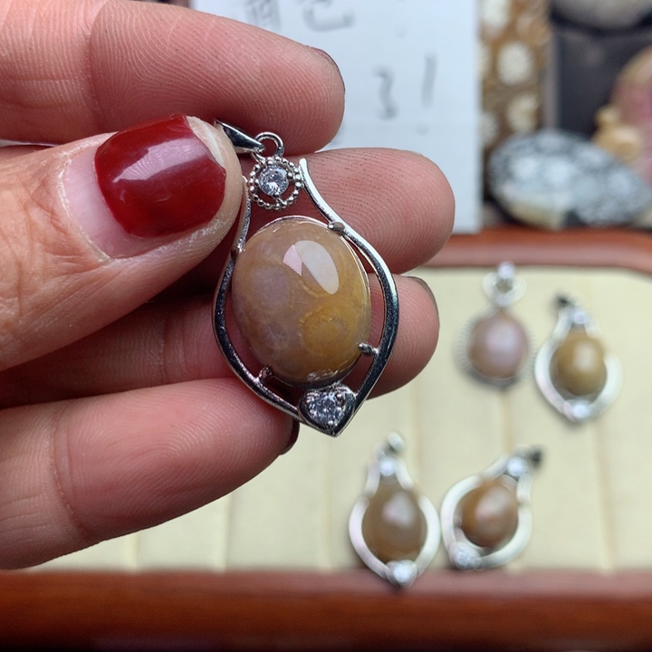 硅化珊瑚（珊瑚玉）颈饰未镶嵌