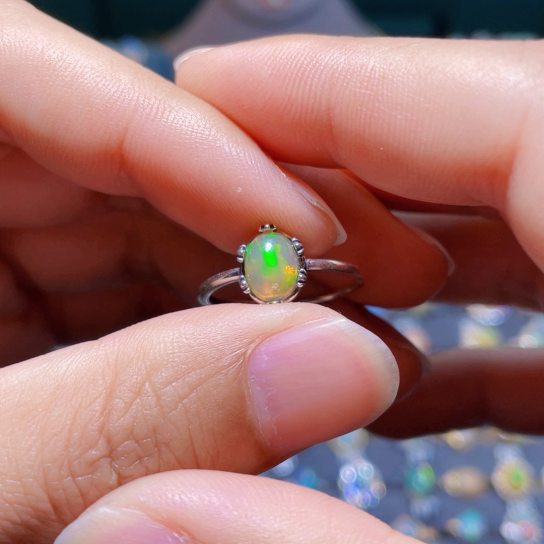 欧泊戒指）银S925镶嵌