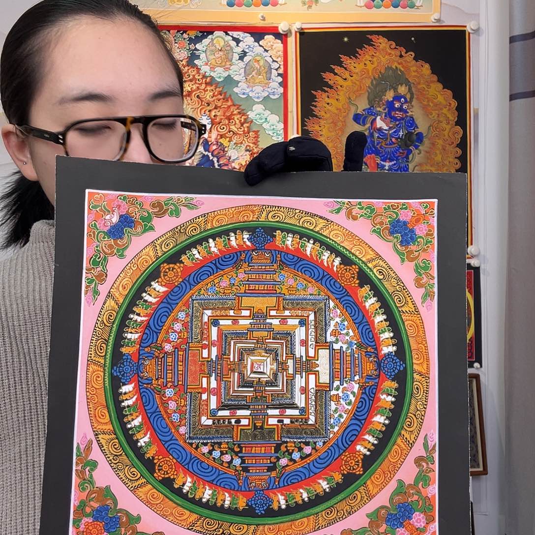 装裱画纯手绘唐卡27厘米左右坛城