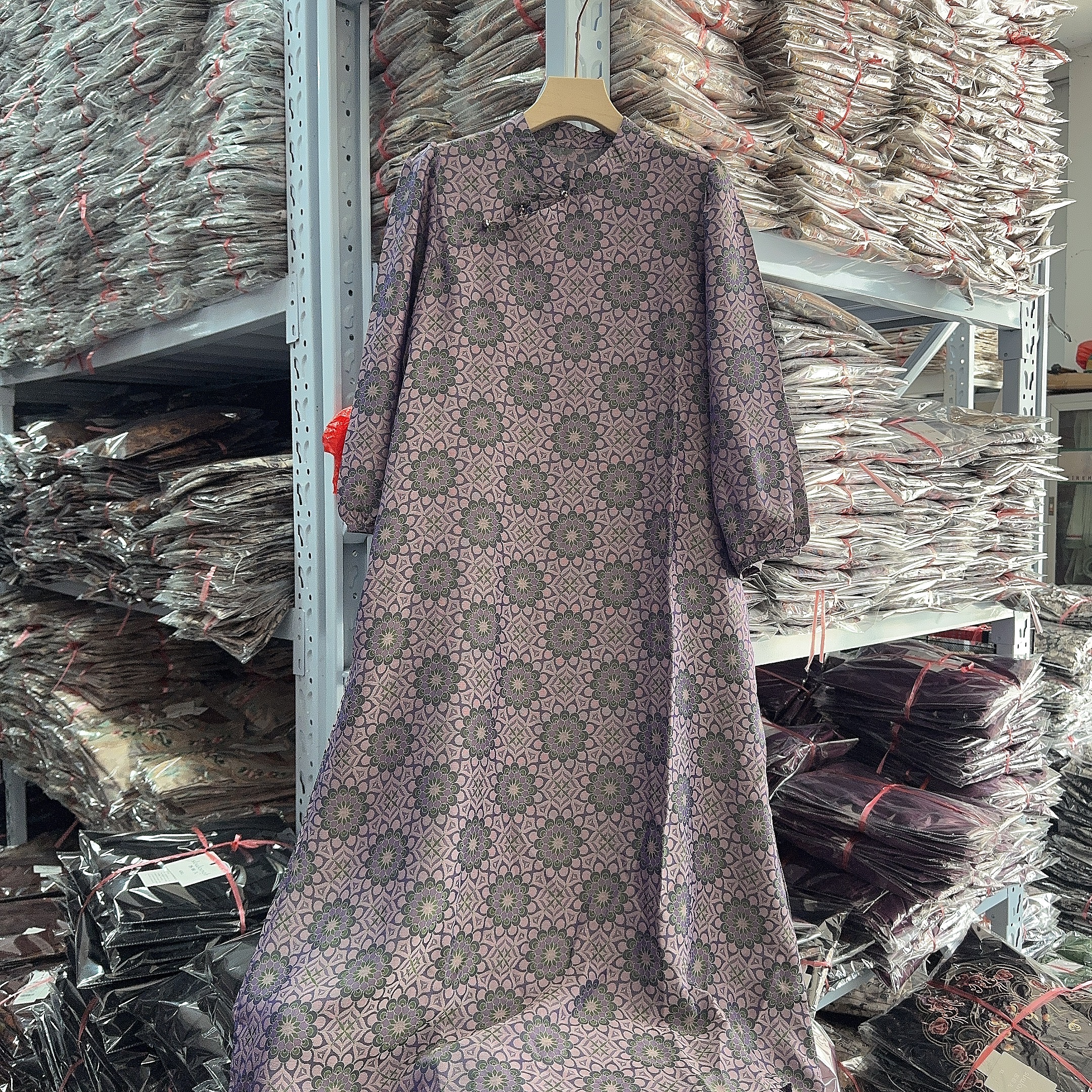 无腰带款新中式长款连衣裙【紫】