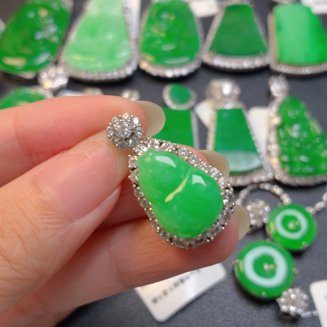 翡翠银S925镶嵌吊坠(不含链)