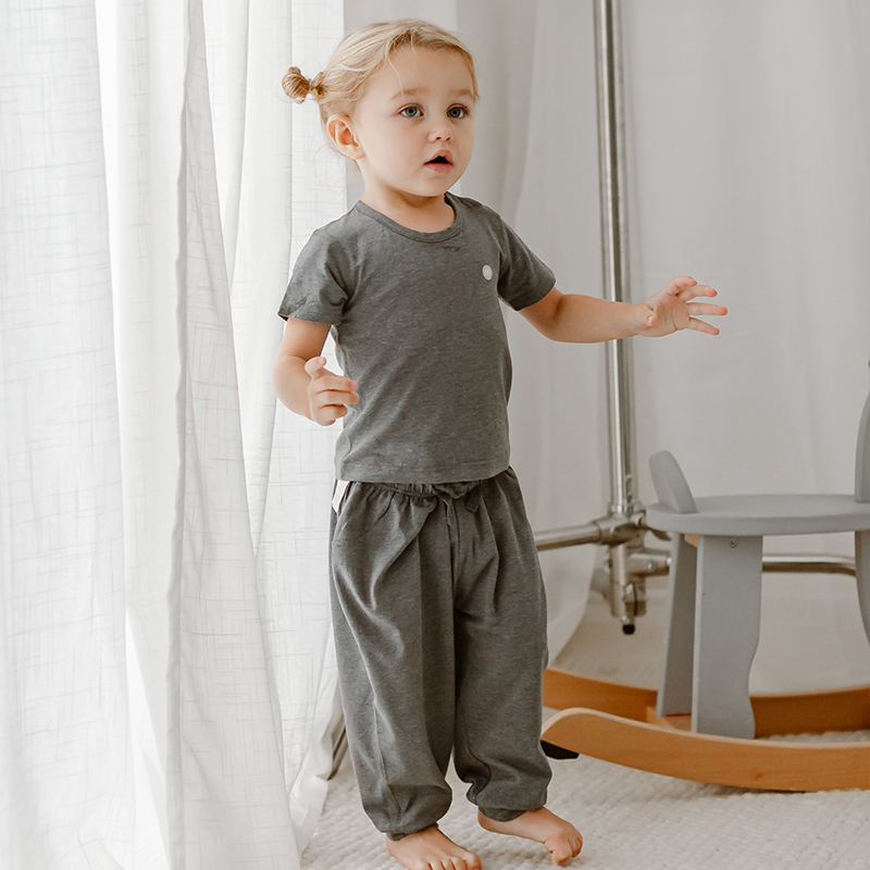 Nest Designs儿童竹纤维休闲裤男女宝宝薄款短袖上衣宽松防蚊裤