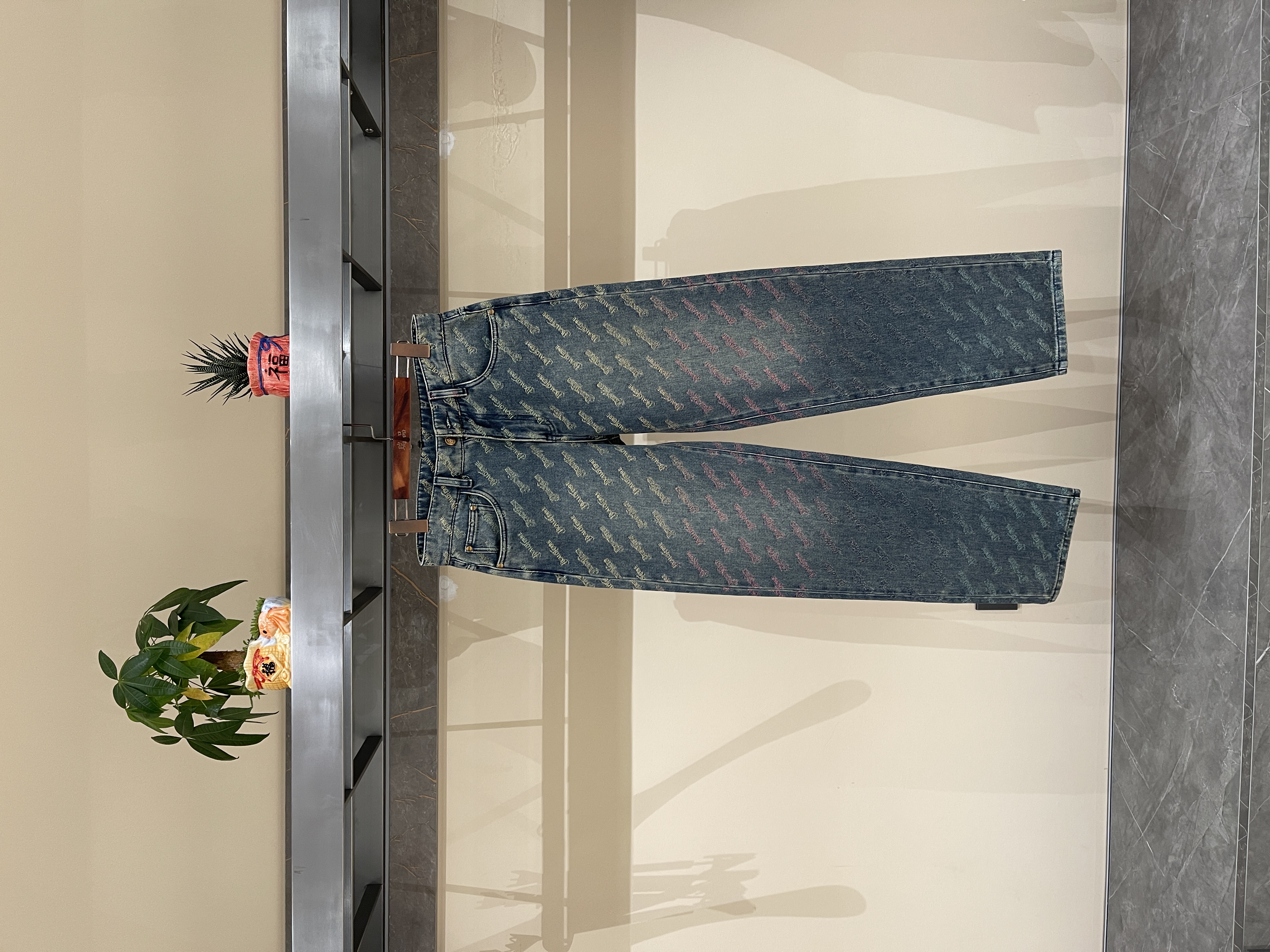 迪卡里奥·费雷《DIKALO FERRE》高奢渐变提花阔腿牛仔裤