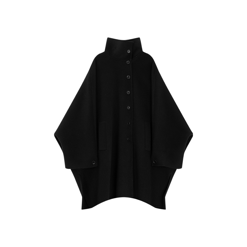 李大琪【高智】蝙蝠衫中长款大衣山羊绒绵羊毛呢外套