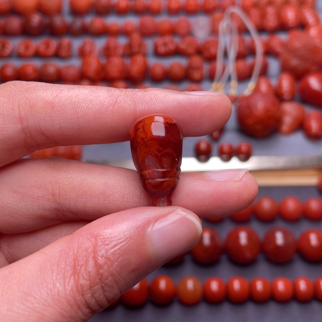 南红玛瑙其他未镶嵌W12.5瓦西牛血火焰纹三通