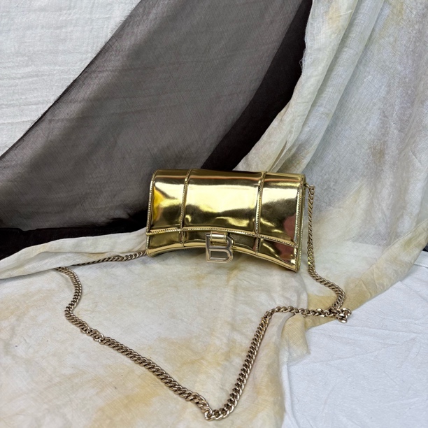 95新 Balenciaga/巴黎世家 金色镜面crush链条斜挎包