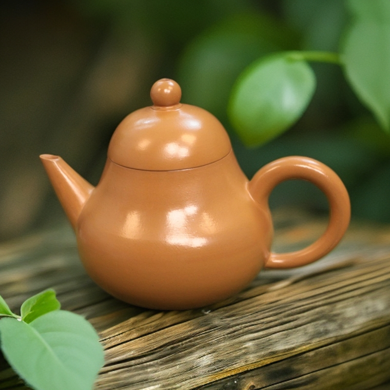 潮州手拉壶全手工手拉黄金朱泥梨形壶小容量工夫茶具泡茶壶