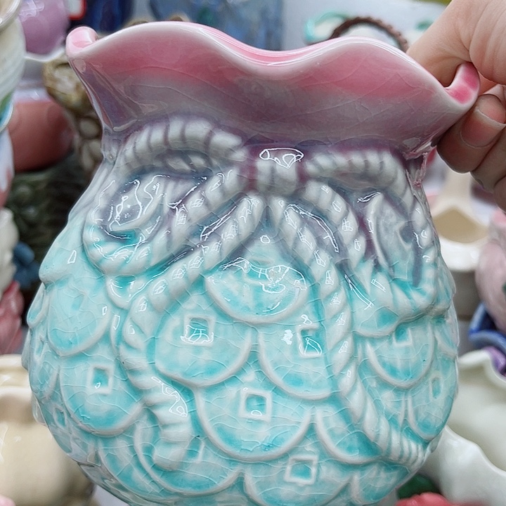 多肉绿植陶瓷花盆9.9包邮，有孔