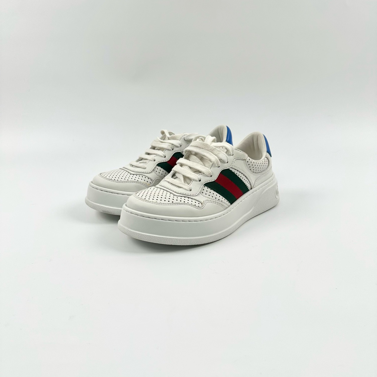 95新 GUCCI/古驰 36码码 白色饼干鞋 98新SY